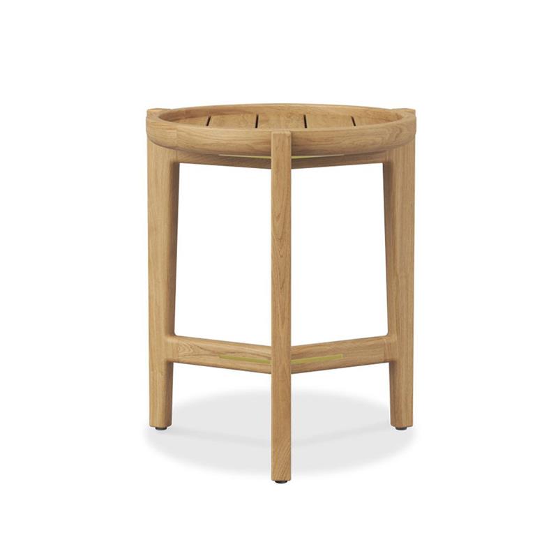 Table d'appoint Aspen d'environ 40 cm en bois de teck de plantation certifié grade A