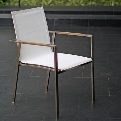 Alzette stacking chair stainless steel with Batyline covering