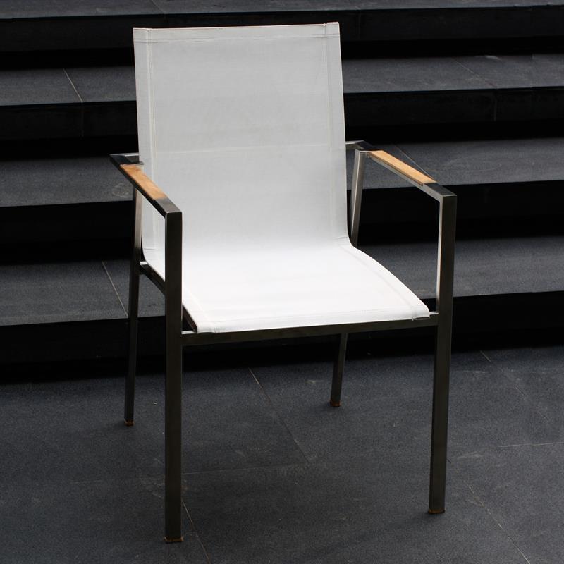 Alzette stacking chair stainless steel with Batyline covering