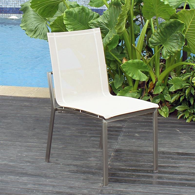 Chaise de table à manger Alzette en acier inoxydable avec revêtement Batyline