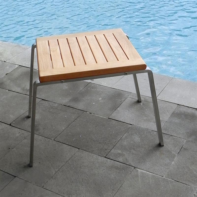 Alzette Beistelltisch/Hocker Edelstahl mit Teak