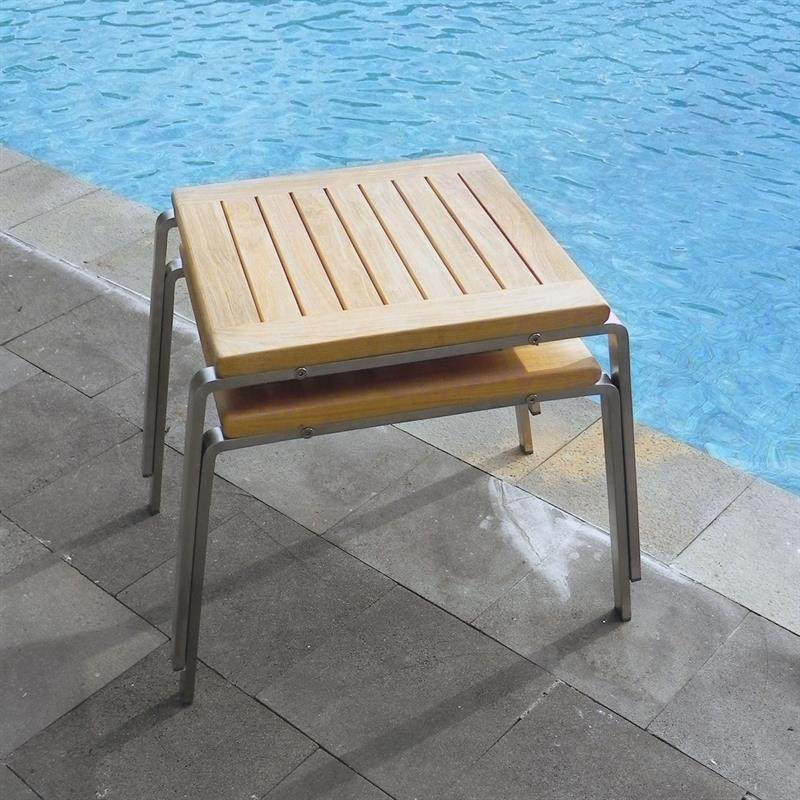 Alzette side table/stool stainless steel with teak