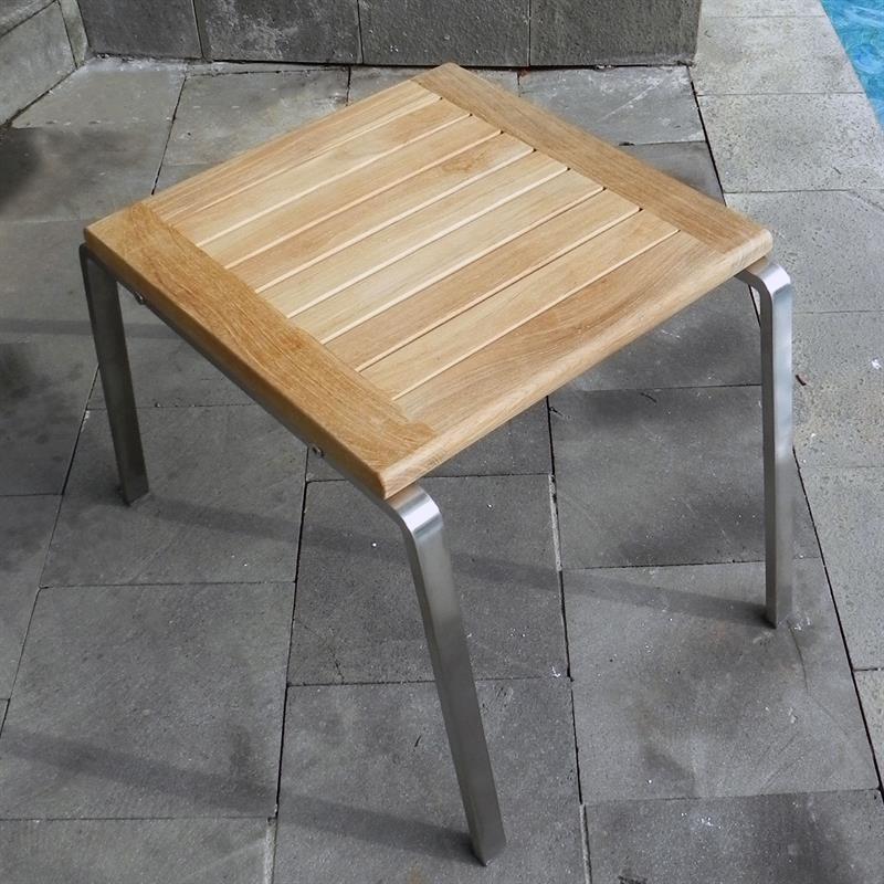 Alzette Beistelltisch/Hocker Edelstahl mit Teak