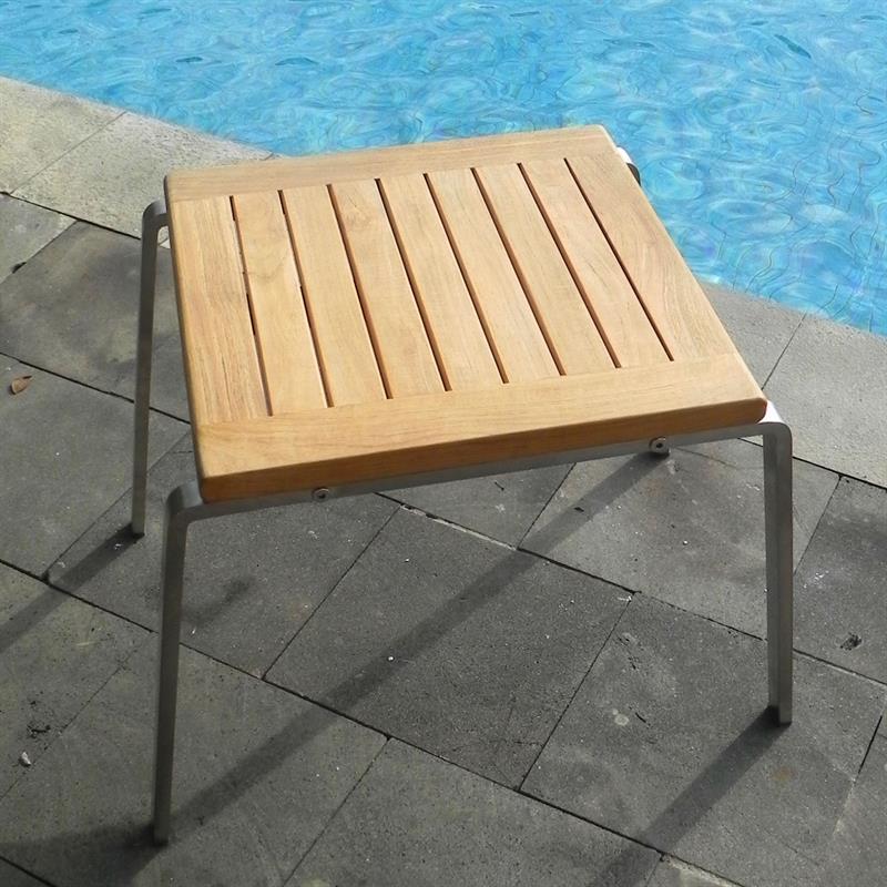 Alzette Beistelltisch/Hocker Edelstahl mit Teak