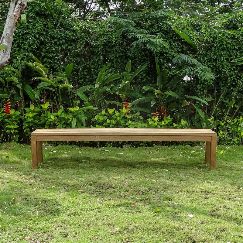 Dusun Gartenbank ohne Rückenlehne 214 cm Recycling Teak