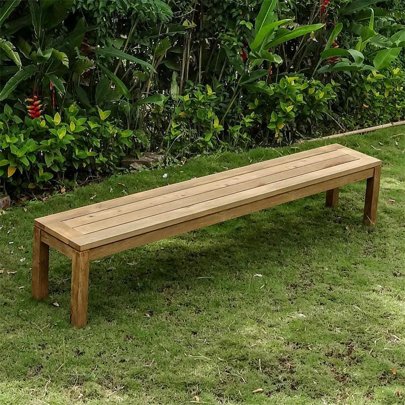 Dusun Gartenbank ohne Rückenlehne 214 cm Recycling Teak