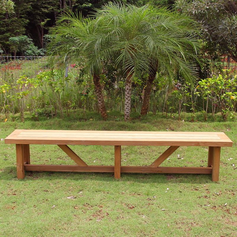 Vineyard garden bench without backrest 230 cm made of 100% recycled teak