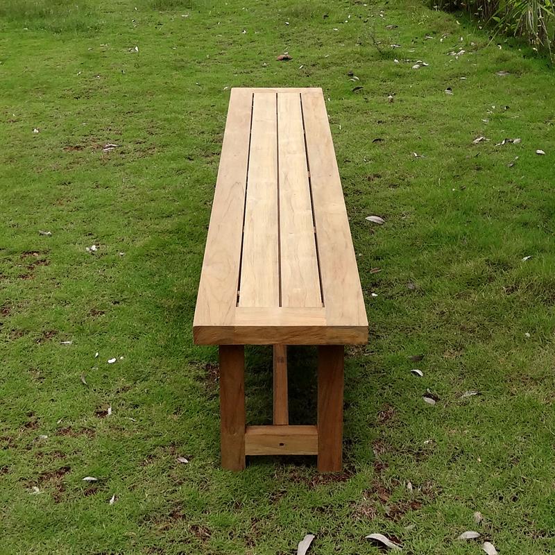 Vineyard garden bench without backrest 230 cm made of 100% recycled teak