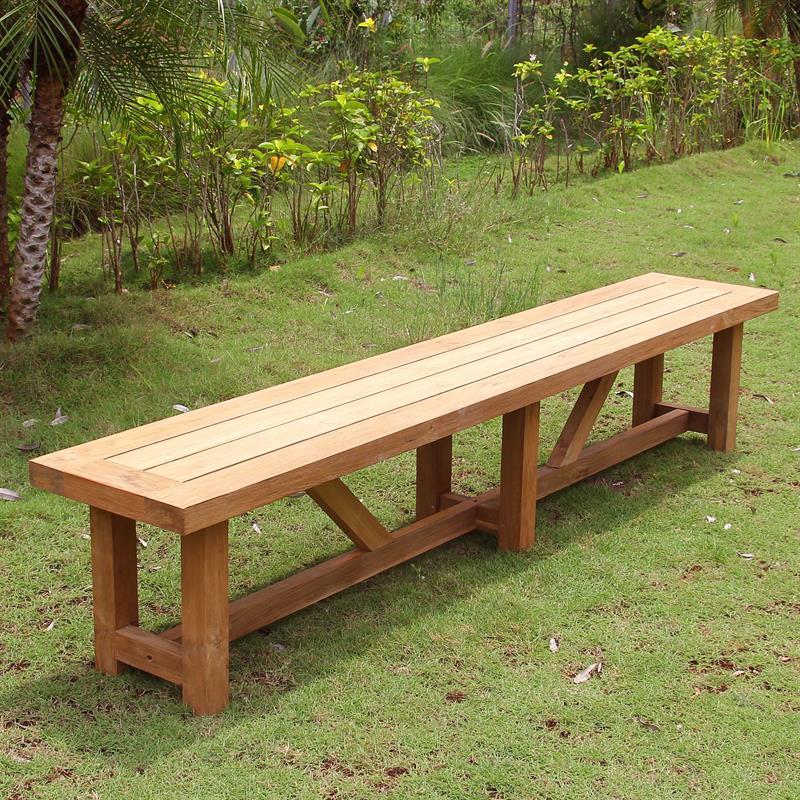 Vineyard garden bench without backrest 230 cm made of 100% recycled teak