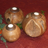 Teak wood ball with candle large - approx. 25 cm