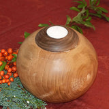 Teak wood ball with candle small - approx. 15 cm