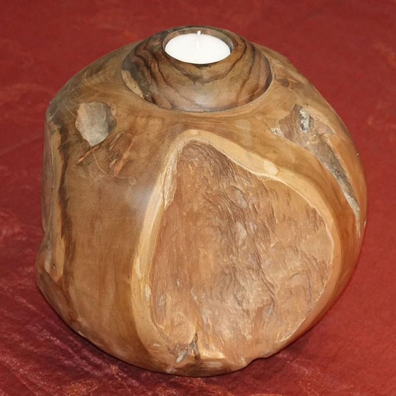 Teak wood ball with candle large - approx. 25 cm