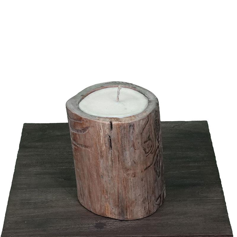 Teak candle "trunk" large - approx. 20 cm high