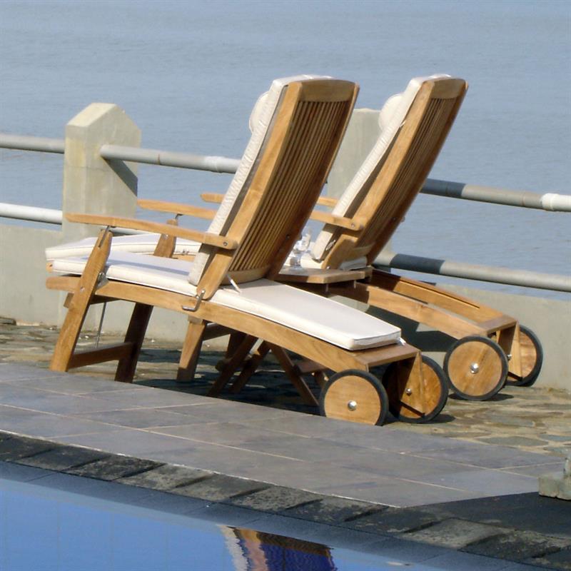 Comforteck Deckchair 171 x 65 x 116.5 cm - Certified Teak GRADE A + Stainless steel fittings