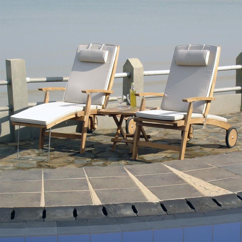 Comforteck Deckchair 171 x 65 x 116.5 cm - Certified Teak GRADE A + Stainless steel fittings