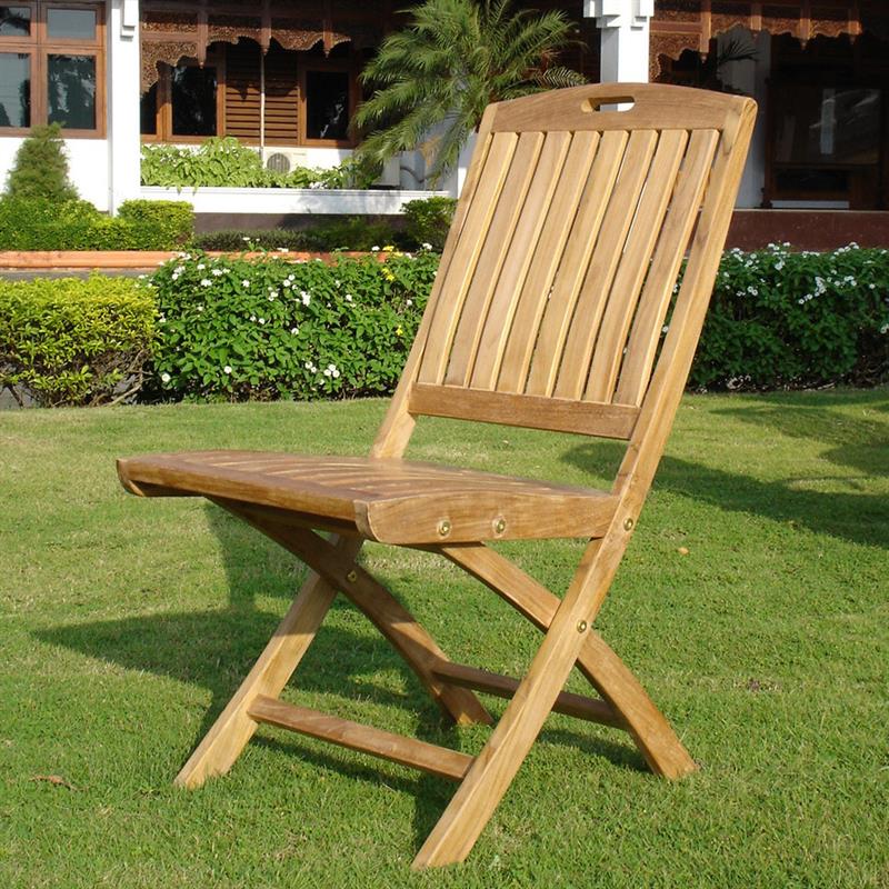 Denver folding chair without armrest - Certified teak GRADE A + brass fittings