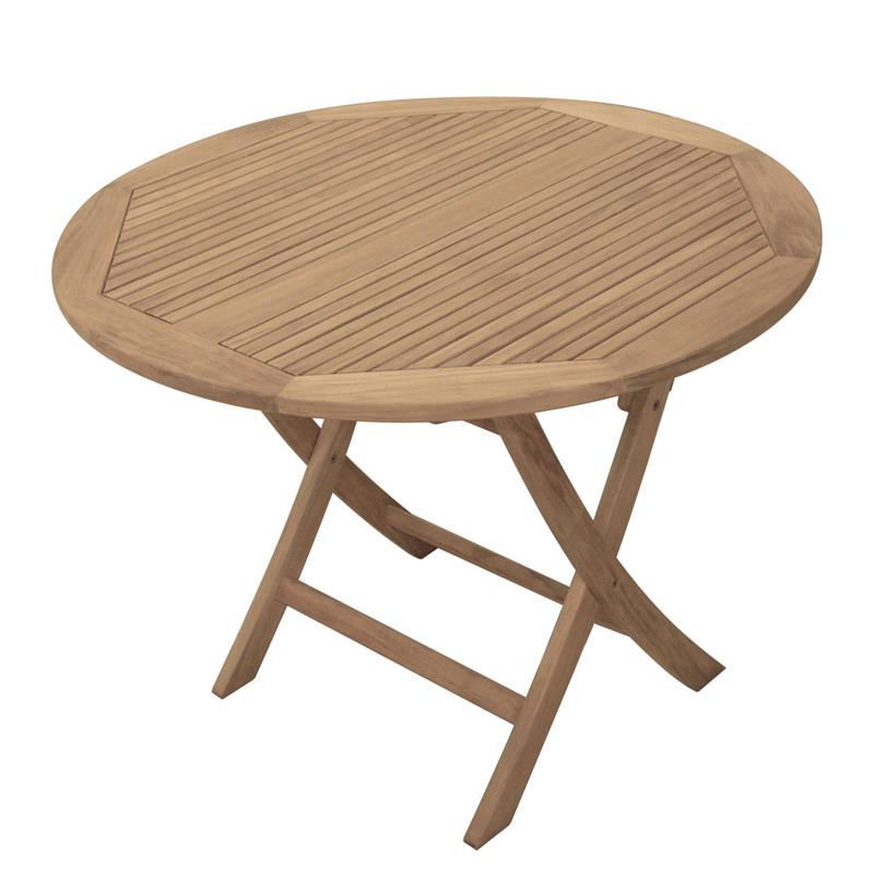 Comforteck folding table round 100 - Certified Teak GRADE A + stainless steel fittings