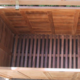 Garden chest with flat lid large 123 cm teak with brass fittings