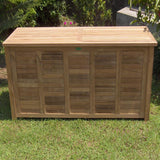 Garden chest with flat lid large 123 cm teak with brass fittings