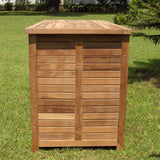 Garden chest with flat lid large 123 cm teak with brass fittings