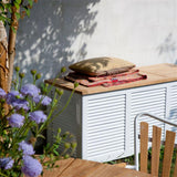 Cinas storage box garden chest 130x50x60cm - certified teak + mahogany wood white lacquered