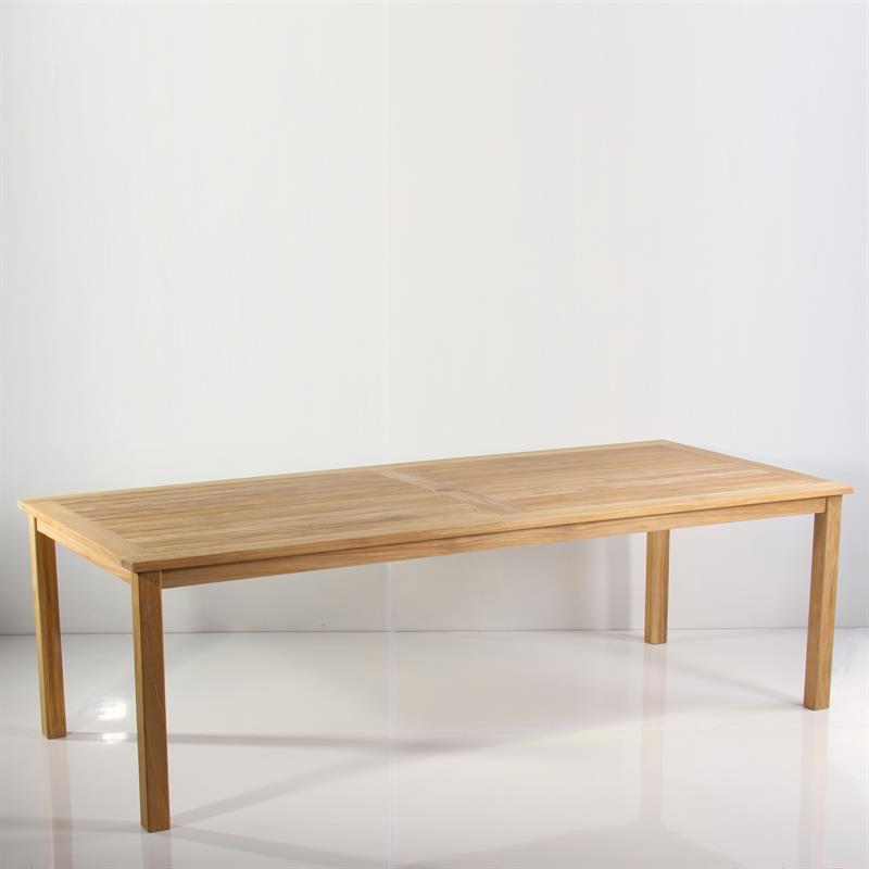 Briston dining table 220 x 100 x 76cm certified teak Grade A with 6x6 cm table legs