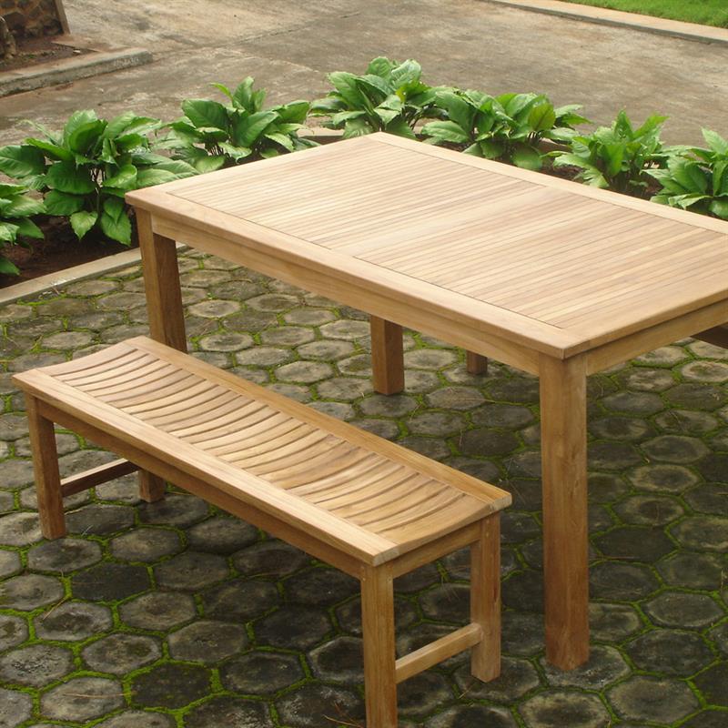 Banc de jardin Elegance sans dossier 140 cm - Teck certifié GRADE A