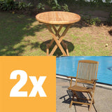 Comforteck Folding Set 70 consisting of Comforteck folding table round 70 and Comforteck folding chairs with armrests teak with stainless steel fittings