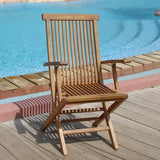 Raffles folding chair with armrests Teak Grade A with brass fittings