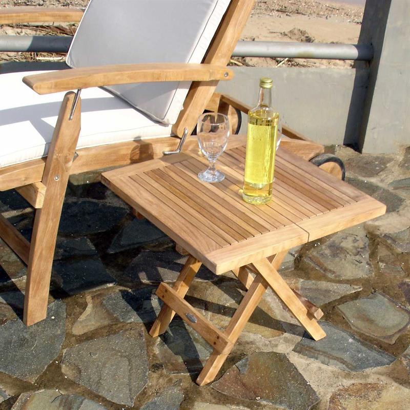 Comforteck Beistelltisch faltbar 50x50x45 cm - Zertifiziertes Teak GRADE A + Edelstahlbeschläge