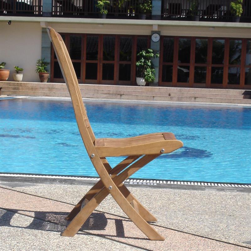 Comforteck Faltstuhl ohne Armlehne - Zertifiziertes Teak GRADE A + Edelstahlbeschläge