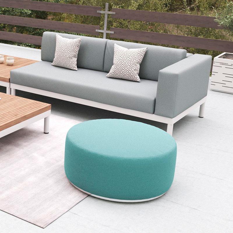 Dara stool round with 80cm diameter - 40cm high outdoor textile with stainless steel base