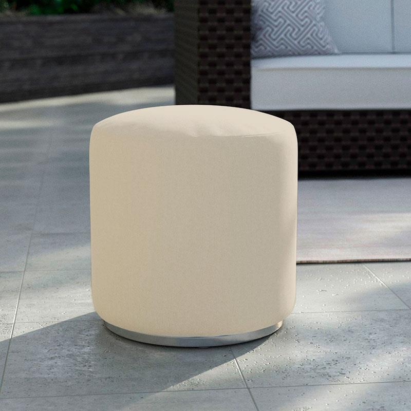 Dara stool round with 40cm diameter - 40cm high outdoor textile with stainless steel base