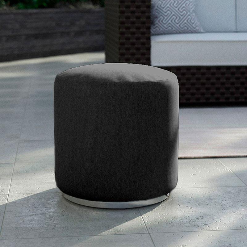 Tabouret Dara rond diamètre 40cm - textile extérieur hauteur 40cm avec piètement inox