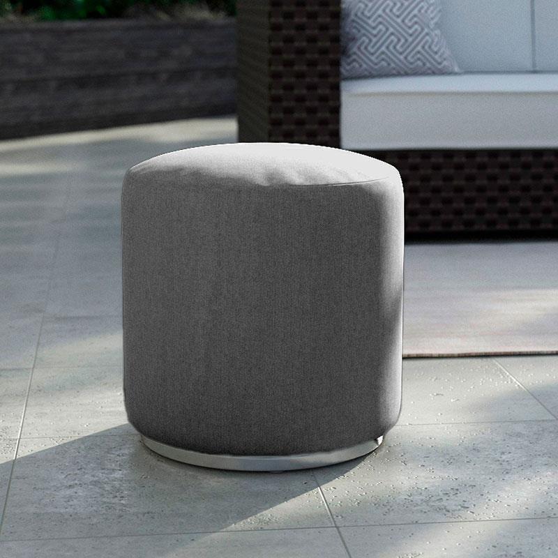 Dara stool round with 40cm diameter - 40cm high outdoor textile with stainless steel base