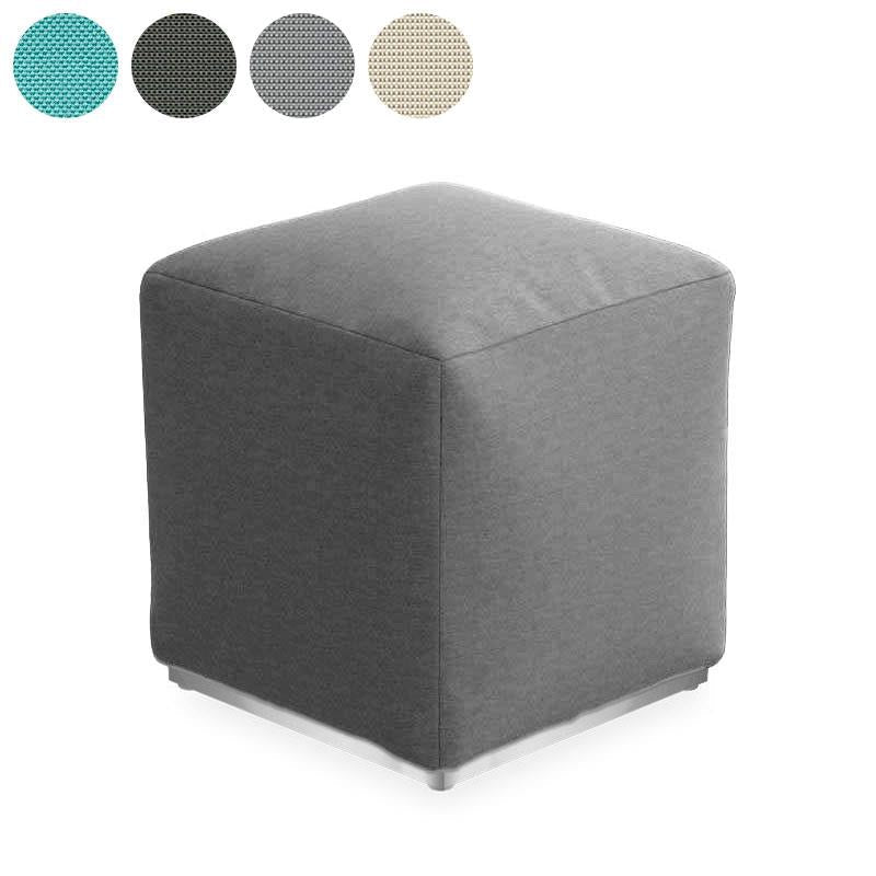 Tabouret Dara carré 40x40cm - textile d'extérieur hauteur 40cm avec piètement inox