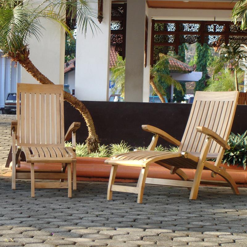 Elegance Deckchair 2er Set inkl. Auflagen in Sunproof mit Nackenkissen