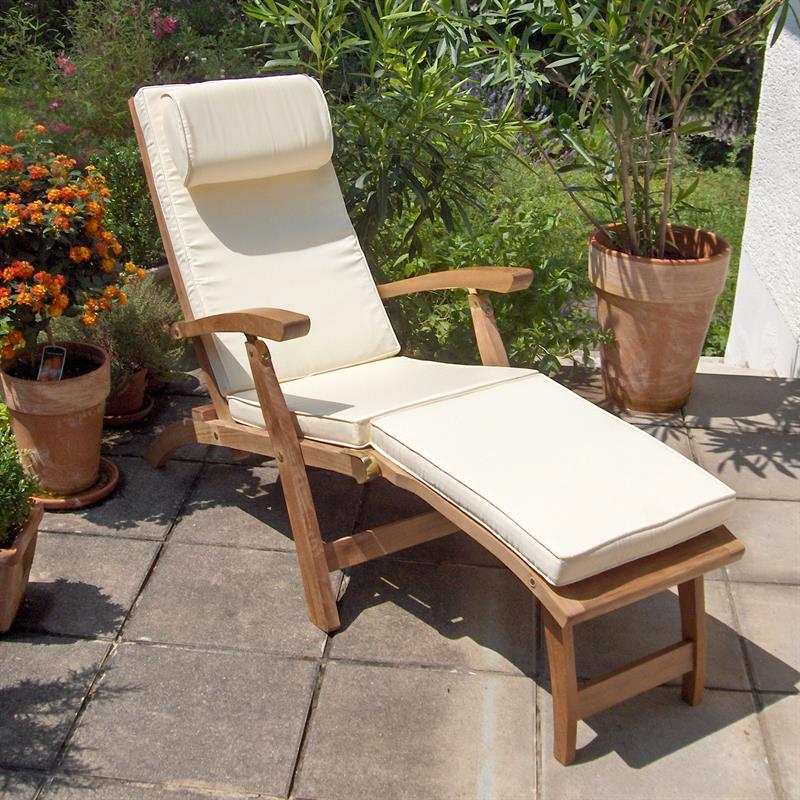 Elegance Deckchair 2er Set inkl. Auflagen in Sunproof mit Nackenkissen