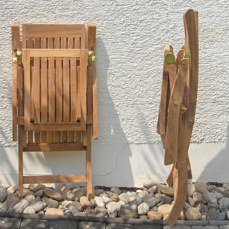 Elegance Deckchair 154 x 61 x 98 cm Zertifiziertes Teakholz GRADE A + Messingbeschläge