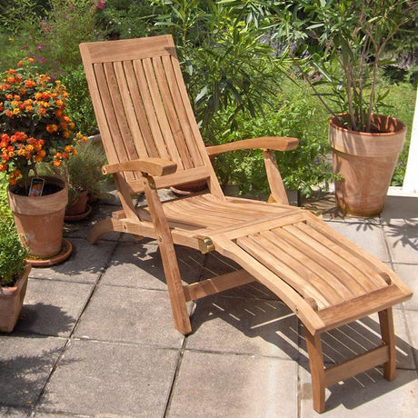 Elegance Deckchair 154 x 61 x 98 cm Certified Teak GRADE A + Brass Fittings