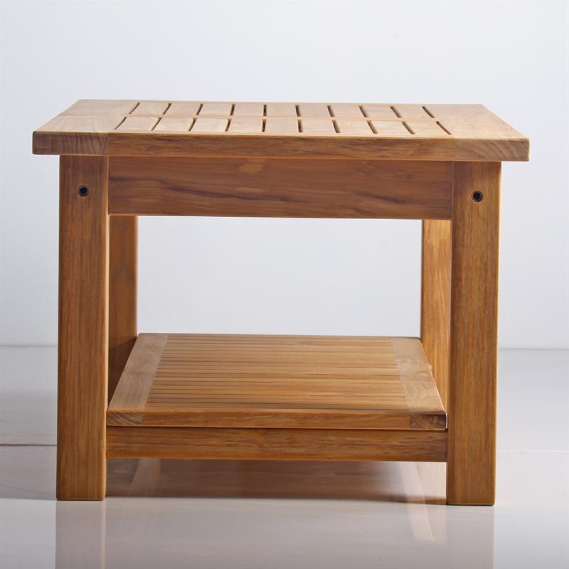 Briston Sofatisch 105 x 60cm mit Ablage zertifiziertes Teak Grade A mit 6x6 cm Tischbeinen