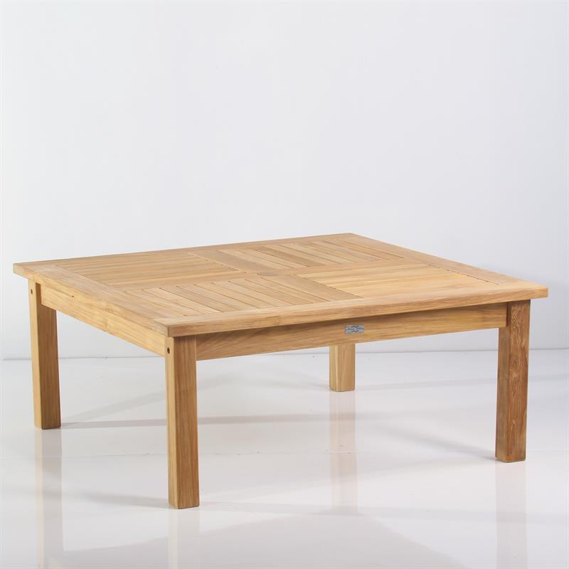 Table basse Briston carrée 120 x 120 cm teck certifié Grade A avec pieds de table 6x6 cm