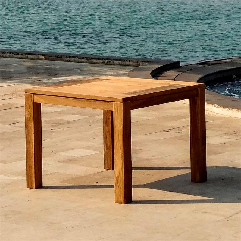 Dusun Esstisch 100 x 100 x 77 cm aus Recycle Teak - Beine: 9x9cm,  Unterzug: 7cm, Tischplatte: 3cm