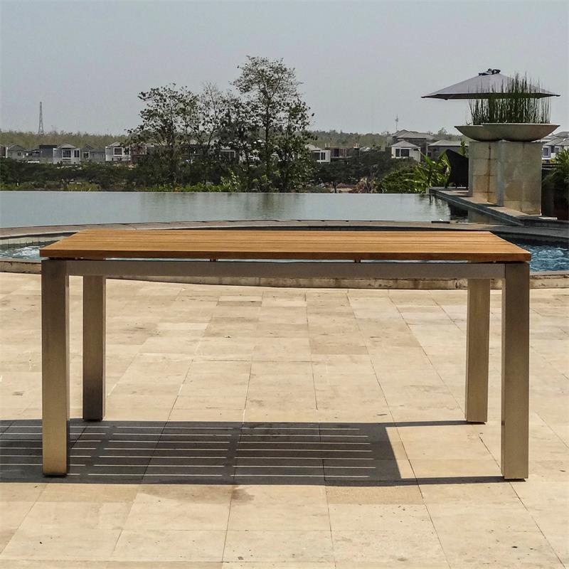 Zilart dining table 160 x 100 x 75.5 cm - Vintage teak brushed + stainless steel frame