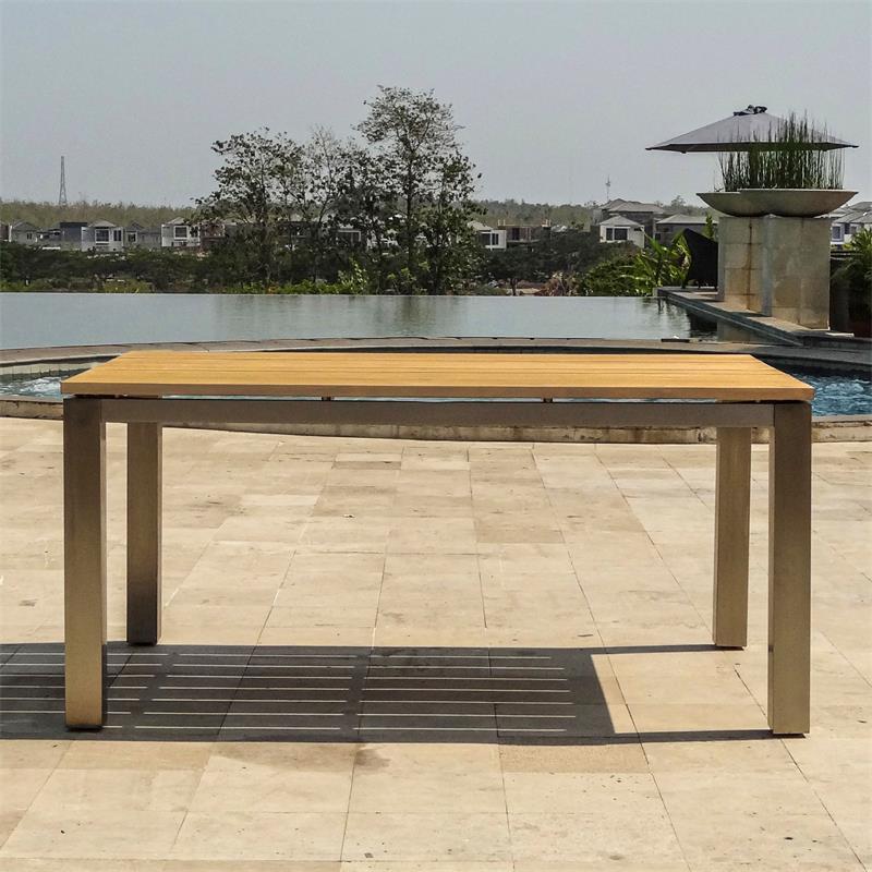 Zilart dining table 160 x 100 x 75 cm Teak Grade A - Teak GRADE A NATURAL brushed + stainless steel frame