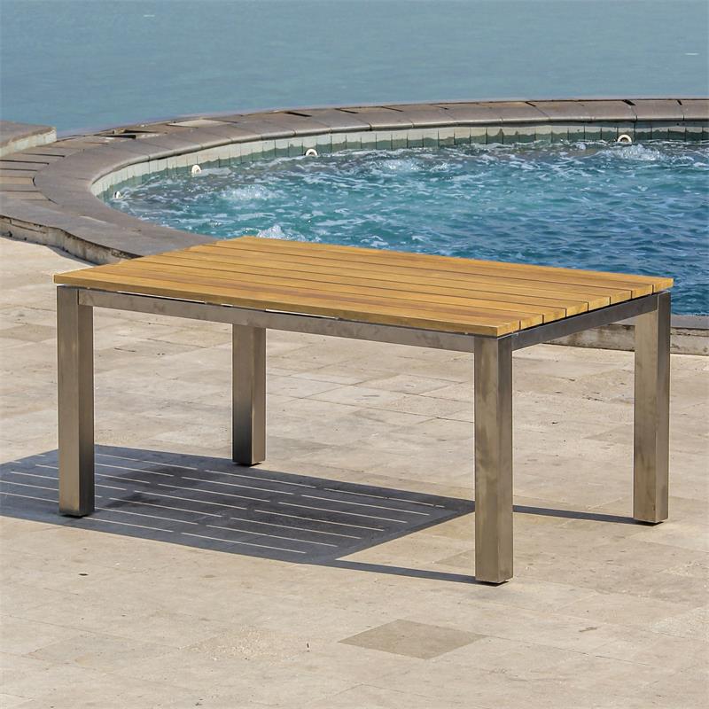 Zilart dining table 160 x 100 x 75 cm Teak Grade A - Teak GRADE A NATURAL brushed + stainless steel frame