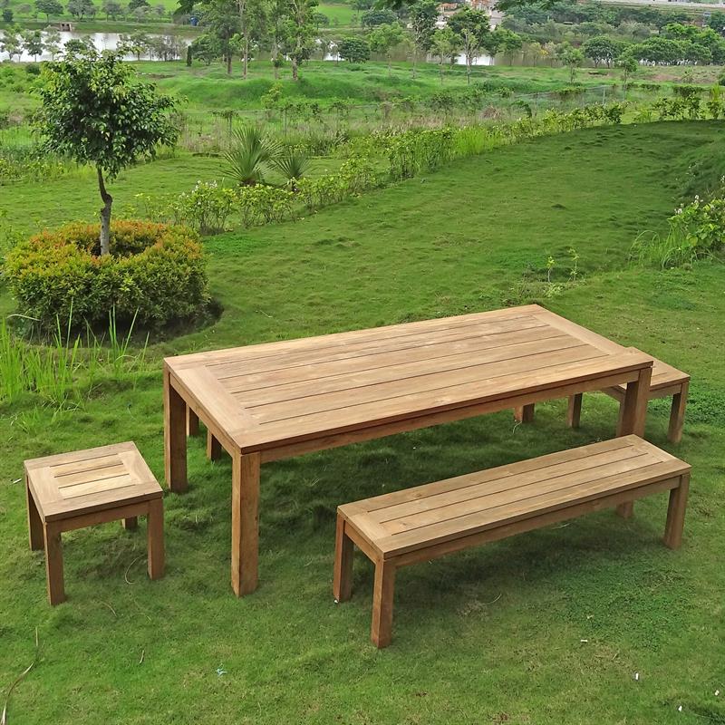 Dusun Gartenbank ohne Rückenlehne 214 cm Recycling Teak