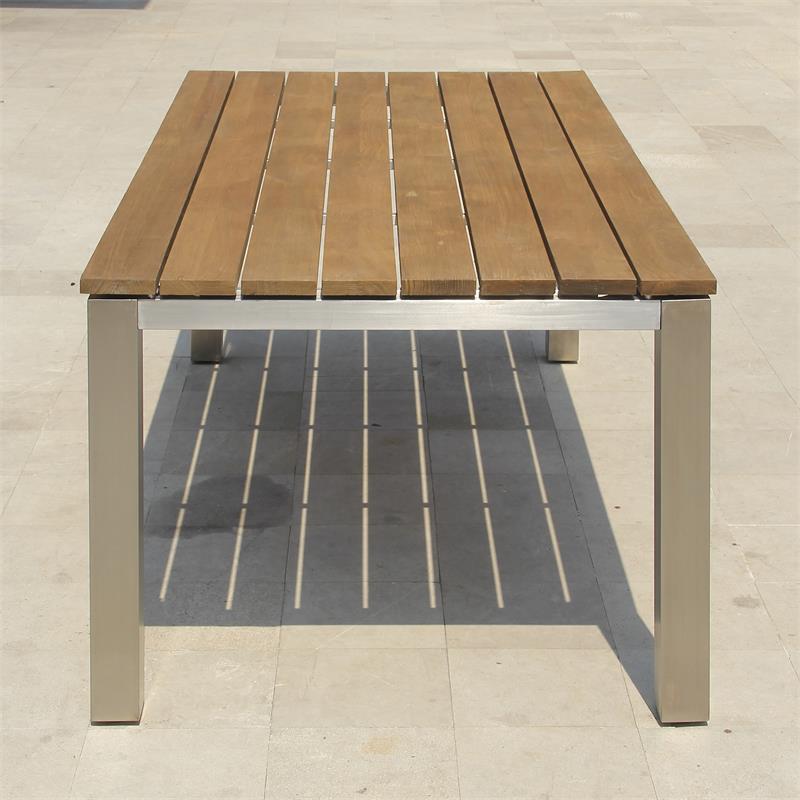 Ensemble banc Zilart teck naturel 210/2/2 composé d'une table à manger Zilart 210 x 100 avec 2 bancs de jardin et 2 tables d'appoint/tabourets