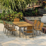 Zilart stacking chair set Teak Natural 210 consisting of Zilart dining table 210 x 100 and Zilart stacking chairs