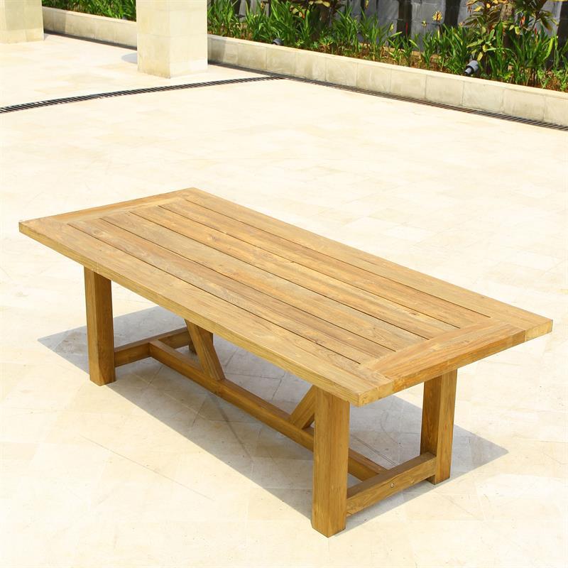 Vineyard dining table 230x100x75cm made of recycled teak - legs: 9x9cm, frame: 8x5cm, plate: 5cm